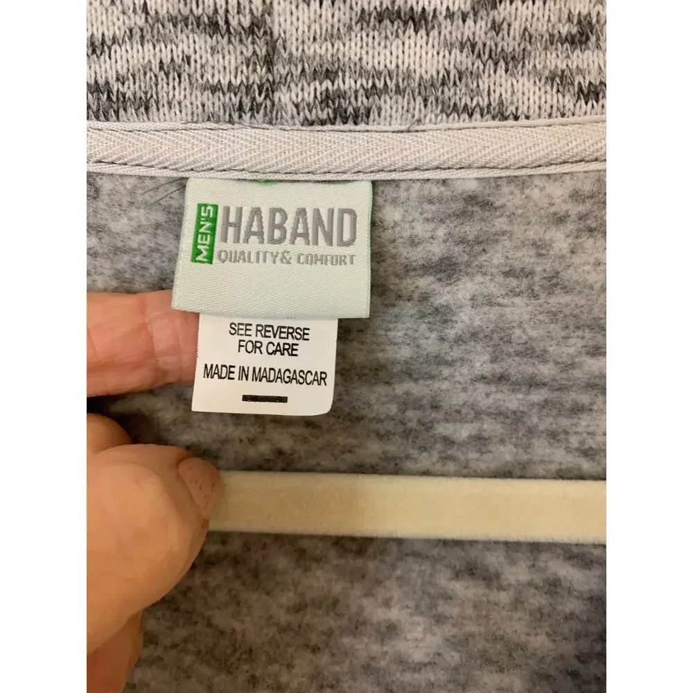 Haband Cardigan Grey Fleece Grandpa Normcore Professor Dad Warm Mens SZ M